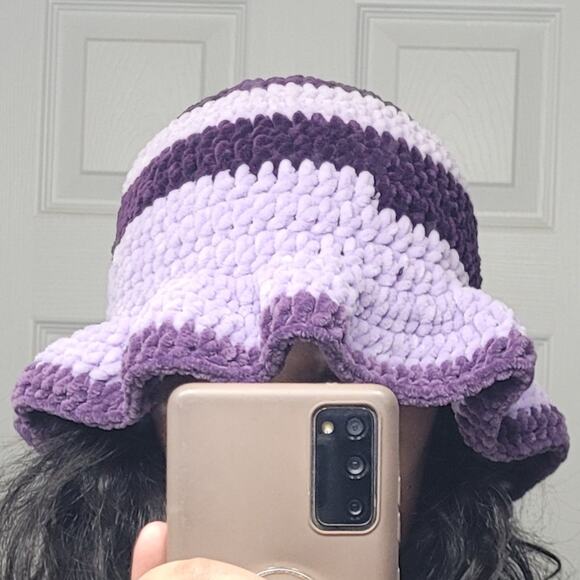 Handmade Crochet Retro Chenille Patchwork Bucket Hat - Picture 1 of 1